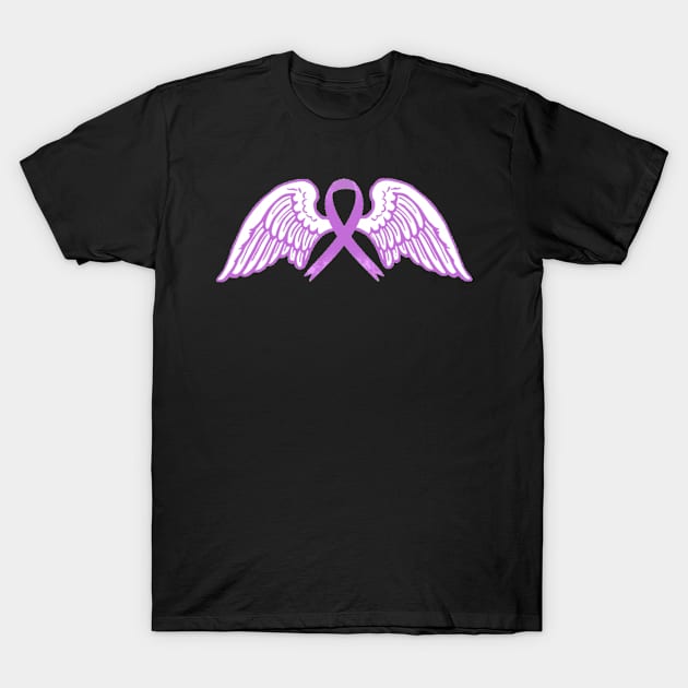 Purple/Pink Awareness Ribbon with Angel Wings 2 T-Shirt by CaitlynConnor